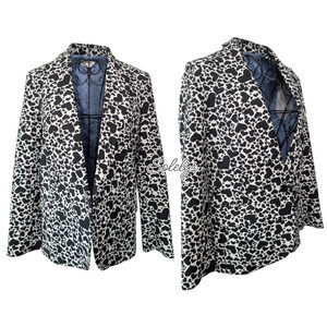 Zadig & Voltaire Viking Jac Black White Heart Print Blazer Jacket 34 XS NWT